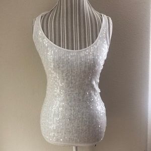 A/X Embellished White sequin Tank Top